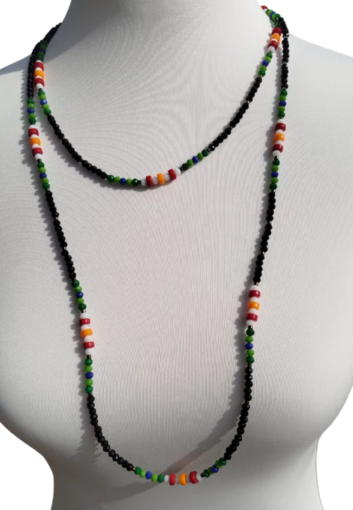 Collections lange kette regenbogen perlen & schwarz