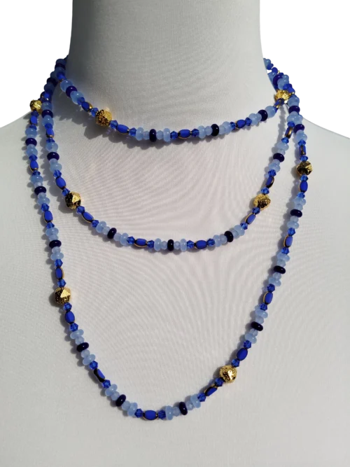 Collections saphirblau gold langkette – mit edlen glasperlen