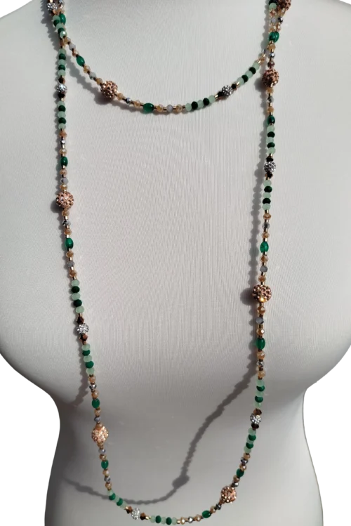 Collections grün gold perlenkette in smaragd und champagner