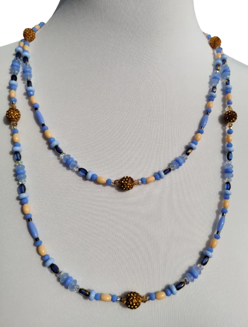 Collections himmelblau perlenkette in azur und gold